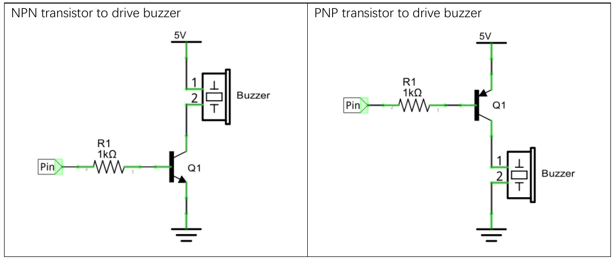 driving the buzzer in both high side and low side configurations